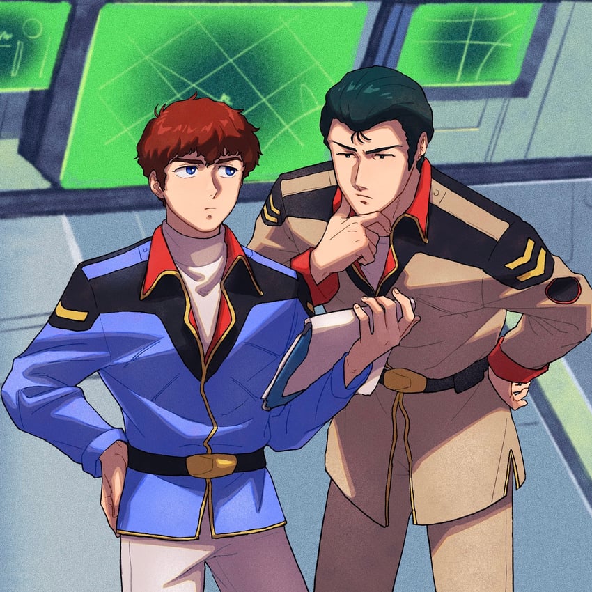 amuro ray, bright noa, and ra cailum (gundam and 1 more) drawn by kogetoriten_999 and tikarawaza
