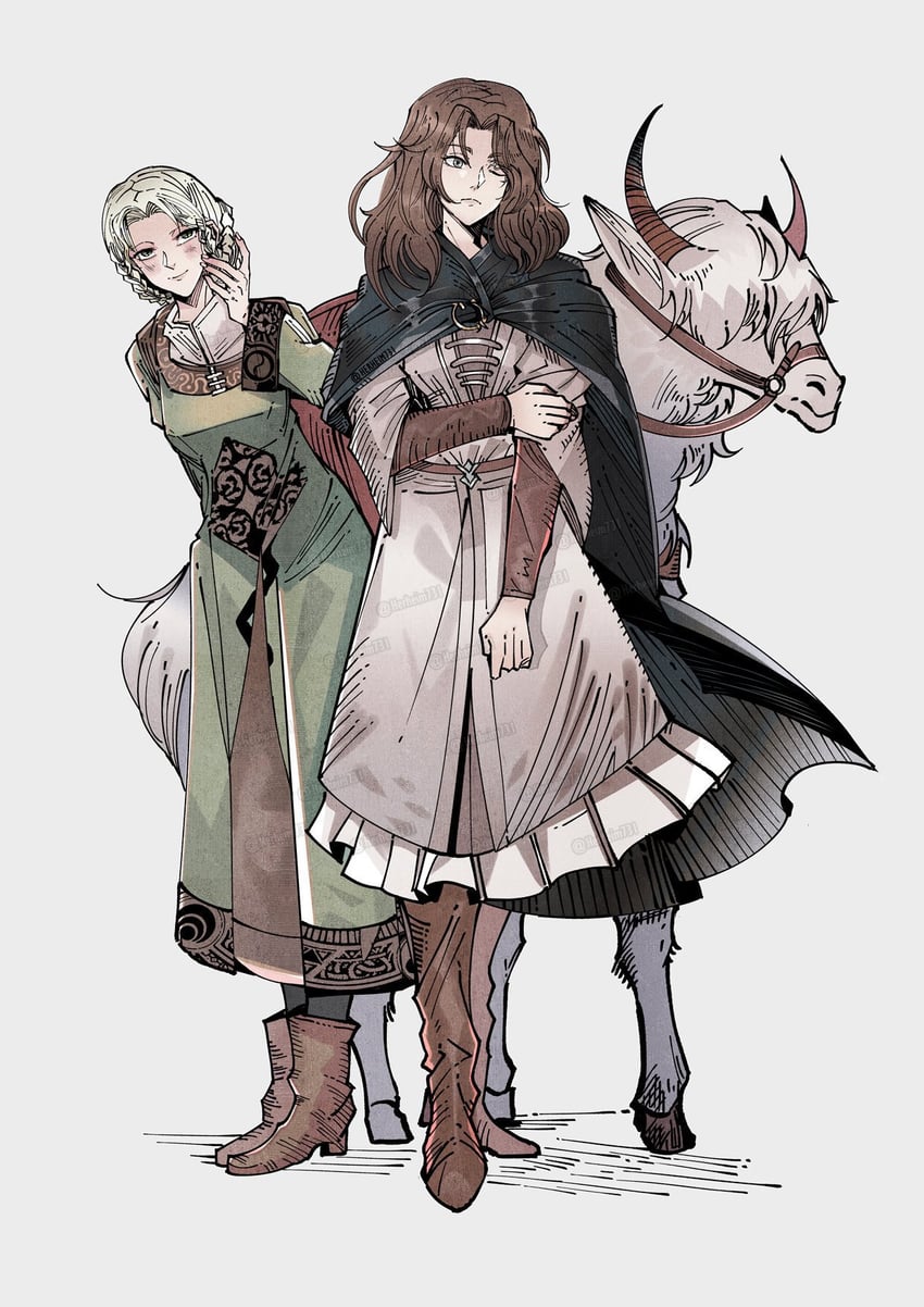melina, rya, and torrent (elden ring) drawn by herheim