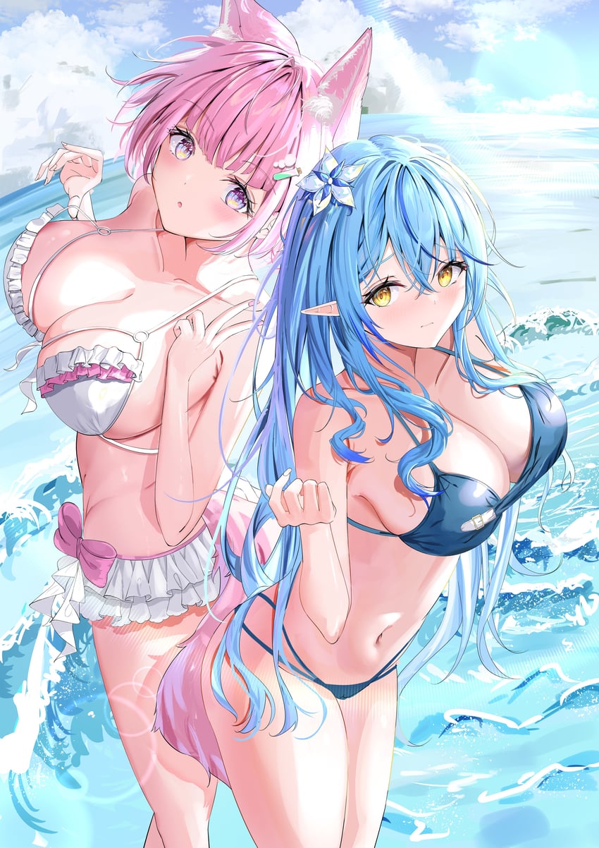 yukihana lamy and hakui koyori (hololive) drawn by tonasegaill