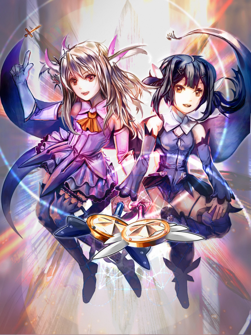 illyasviel von einzbern, miyu edelfelt, prisma illya, magical ruby, and magical sapphire (fate and 1 more) drawn by ramudayajirushi