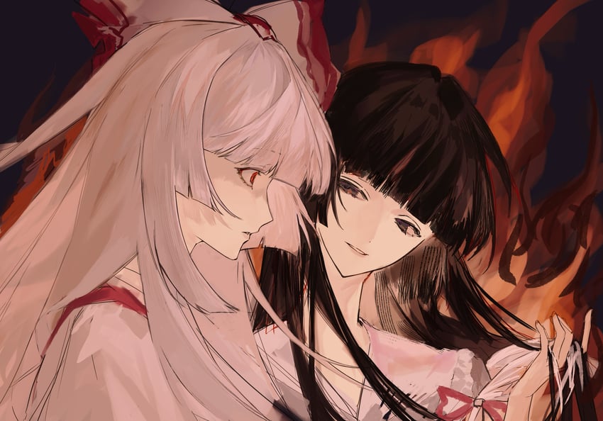 fujiwara no mokou and houraisan kaguya (touhou) drawn by krita_(jiu23853)