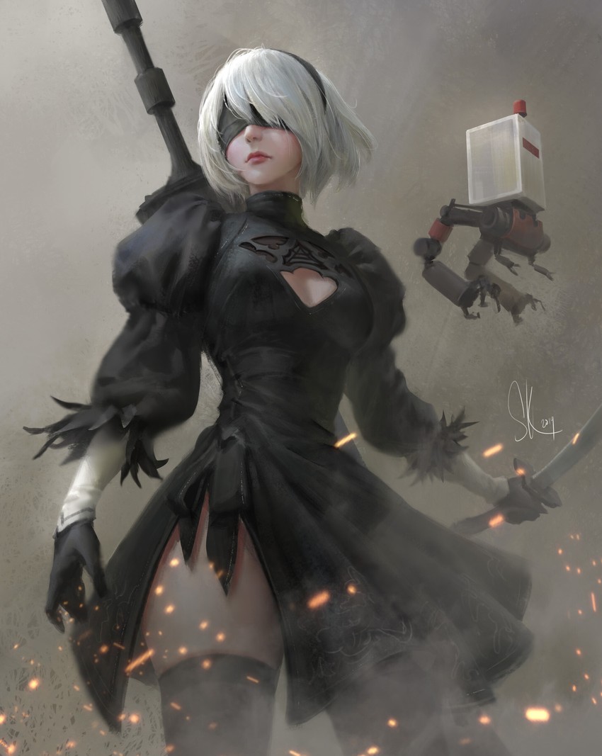 2b and pod (nier and 1 more) drawn by francis_tneh