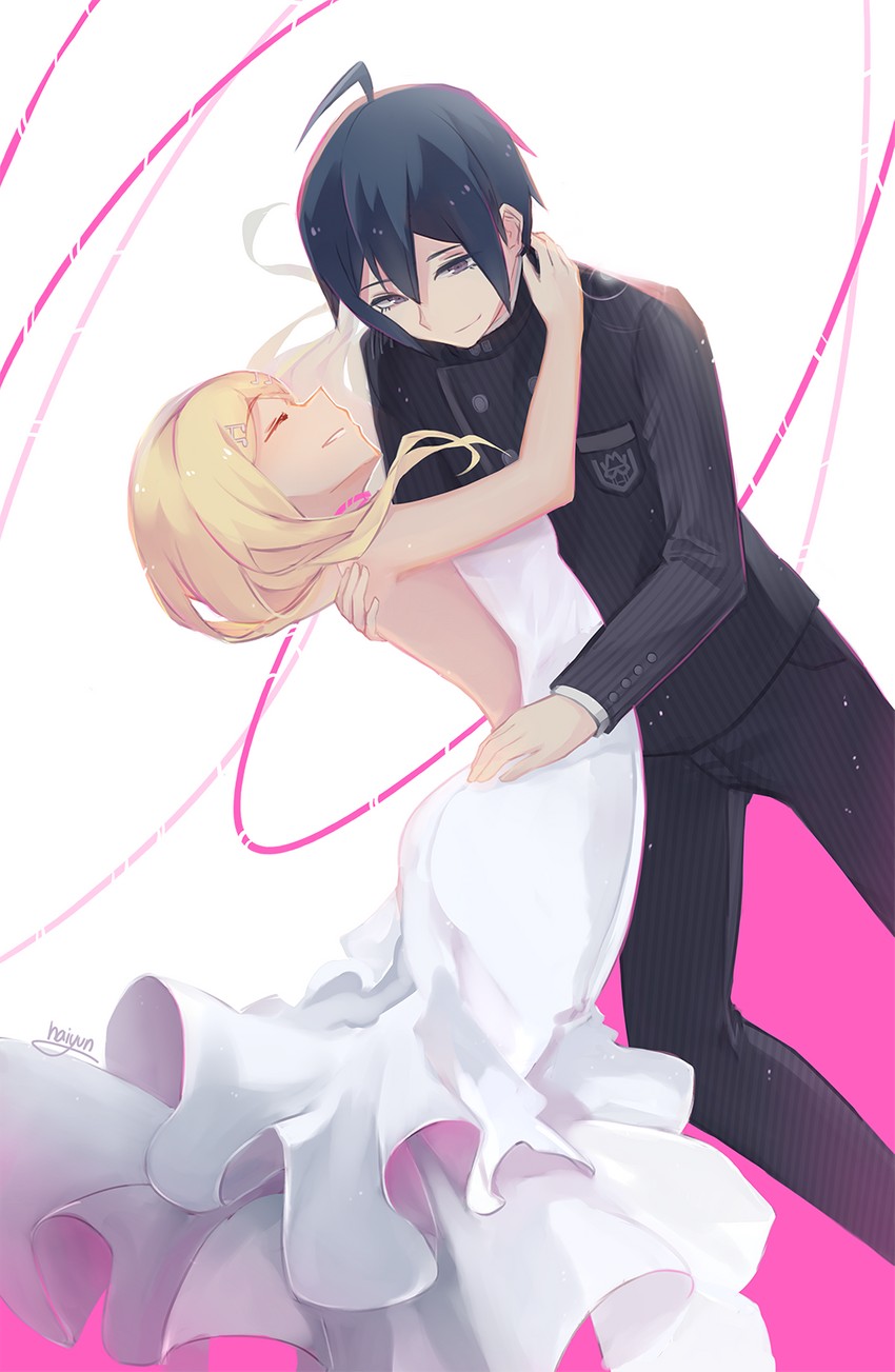 saihara shuichi and akamatsu kaede (danganronpa and 1 more) drawn by haiyun