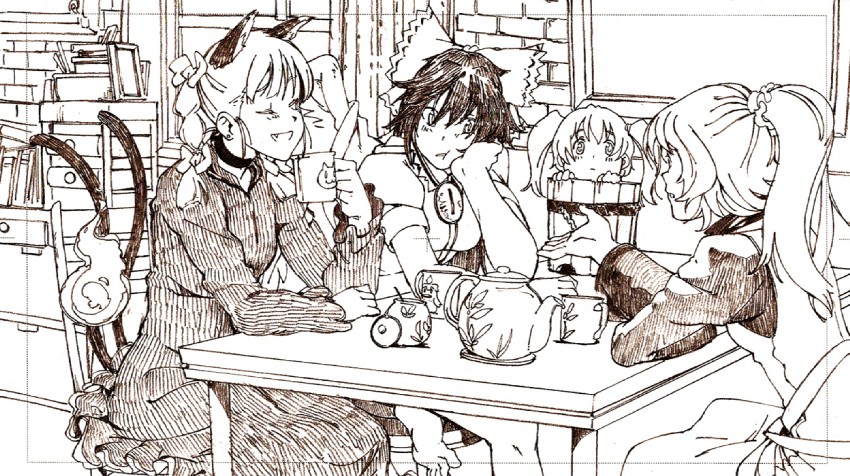 kaenbyou rin, reiuji utsuho, kurodani yamame, and kisume (touhou) drawn by mtmy