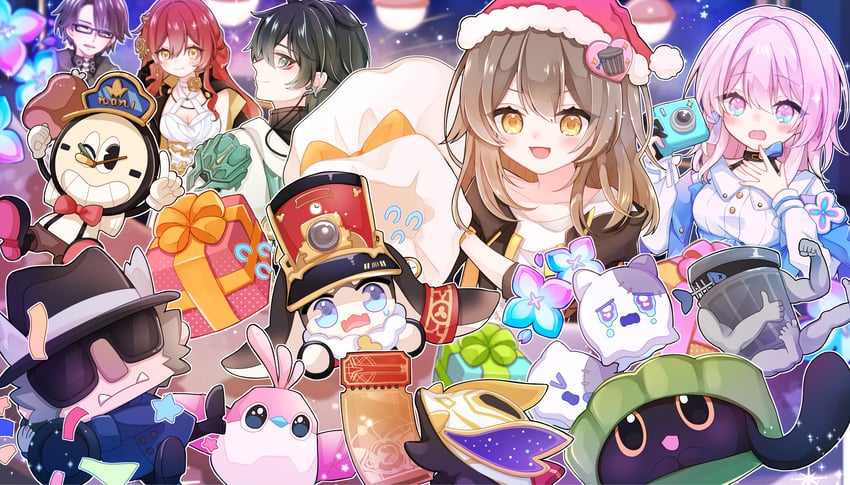 trailblazer, stelle, march 7th, dan heng, himeko, and 7 more (honkai and 1 more) drawn by felt_kt
