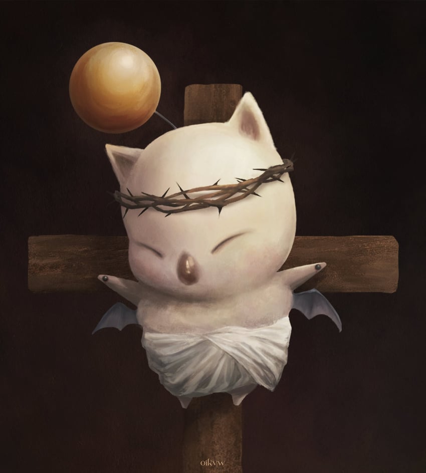 moogle and jesus (final fantasy and 2 more) drawn by oikvw