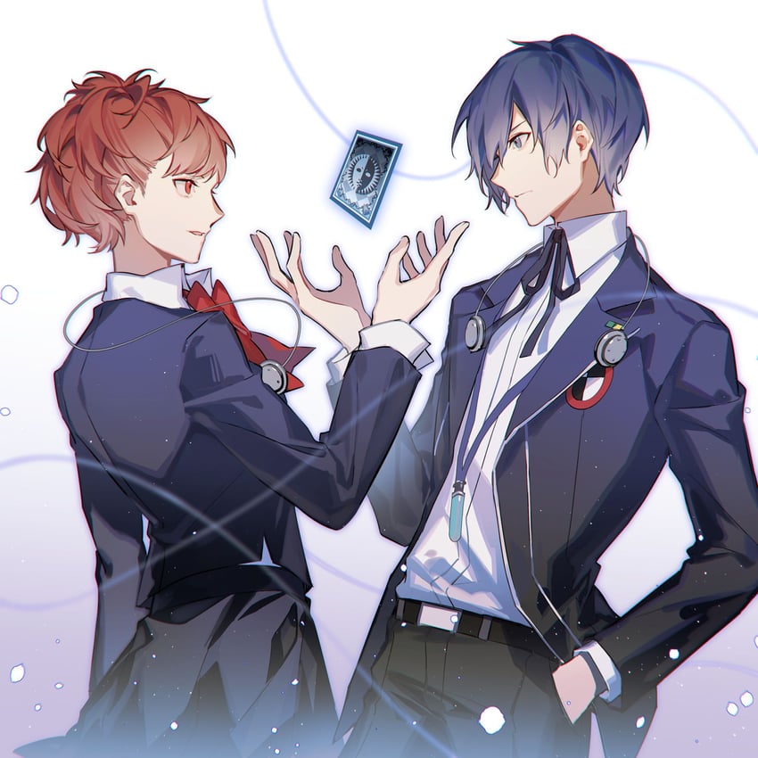 yuuki makoto and shiomi kotone (persona and 2 more) drawn by lluyss