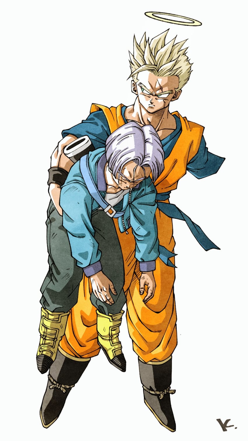 son gohan and trunks (dragon ball and 1 more) drawn by kakeru_(dbskakeru)