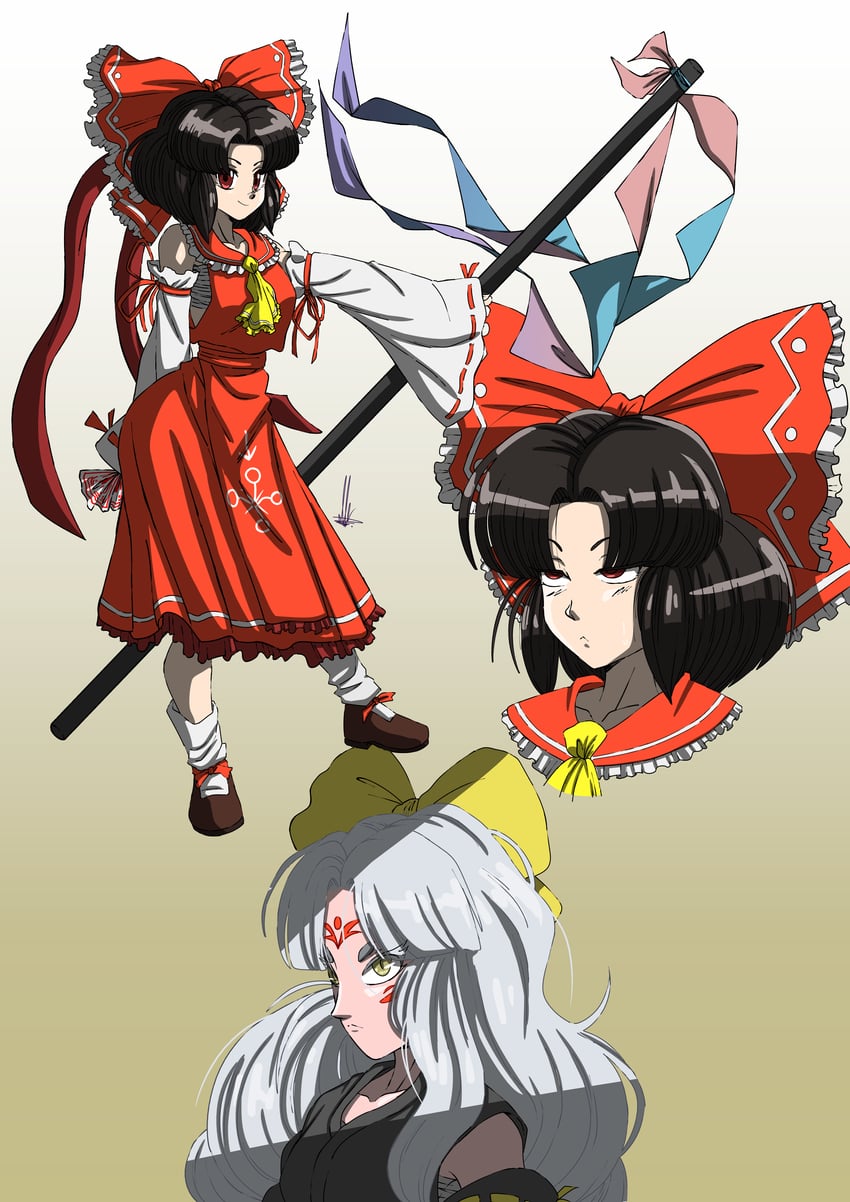 hakurei reimu and tablos (touhou and 2 more) drawn by un_koshin1402