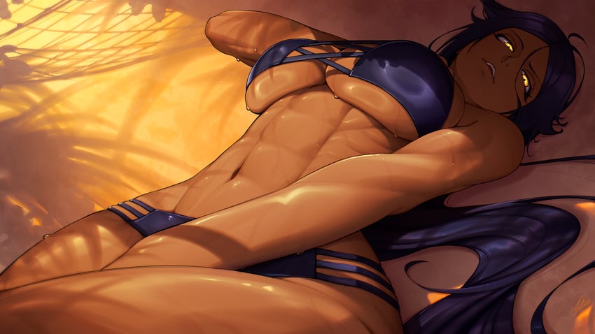 shihouin yoruichi (bleach and 1 more) drawn by tettora