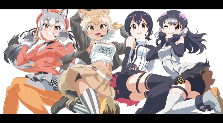 island fox, humboldt penguin, coyote, and african penguin (kemono friends and 1 more) drawn by yamaguchi_yoshimi