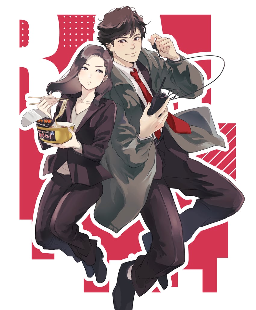 aoshima shunsaku and onda sumire (odoru daisousasen) drawn by demi_co