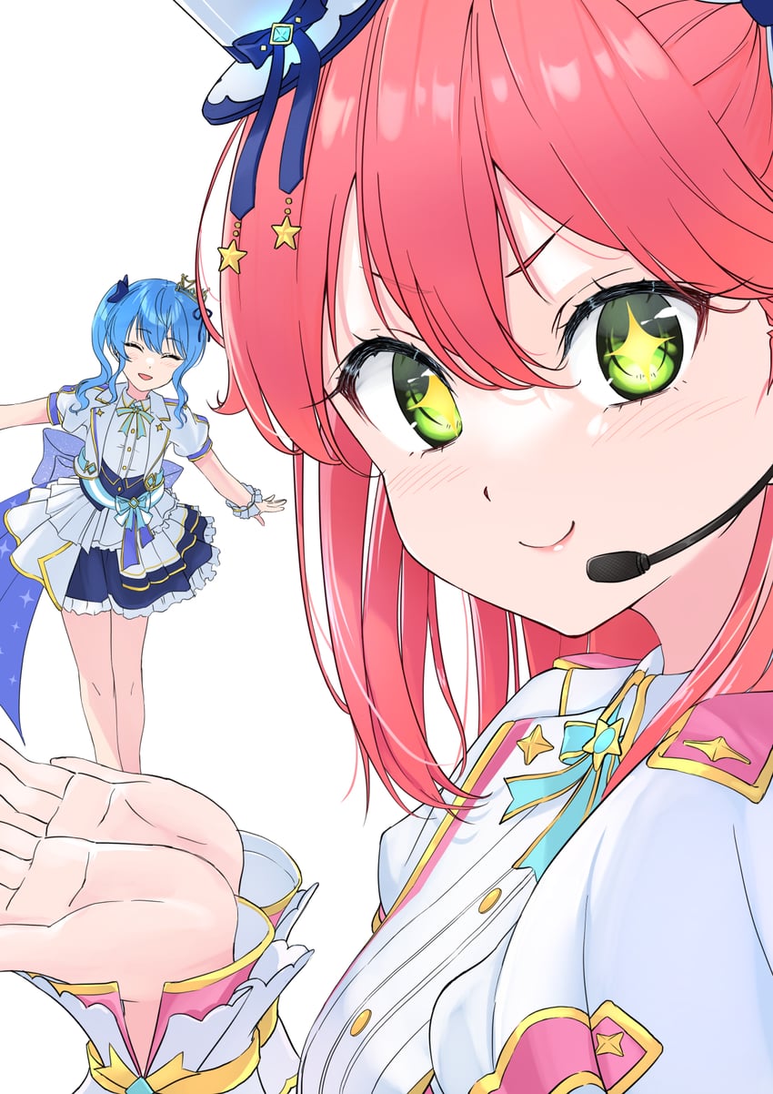 hoshimachi suisei and sakura miko (hololive) drawn by motoraku