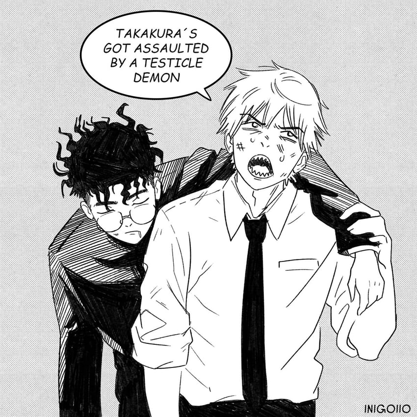 denji and takakura ken (chainsaw man and 1 more) drawn by inigoiio
