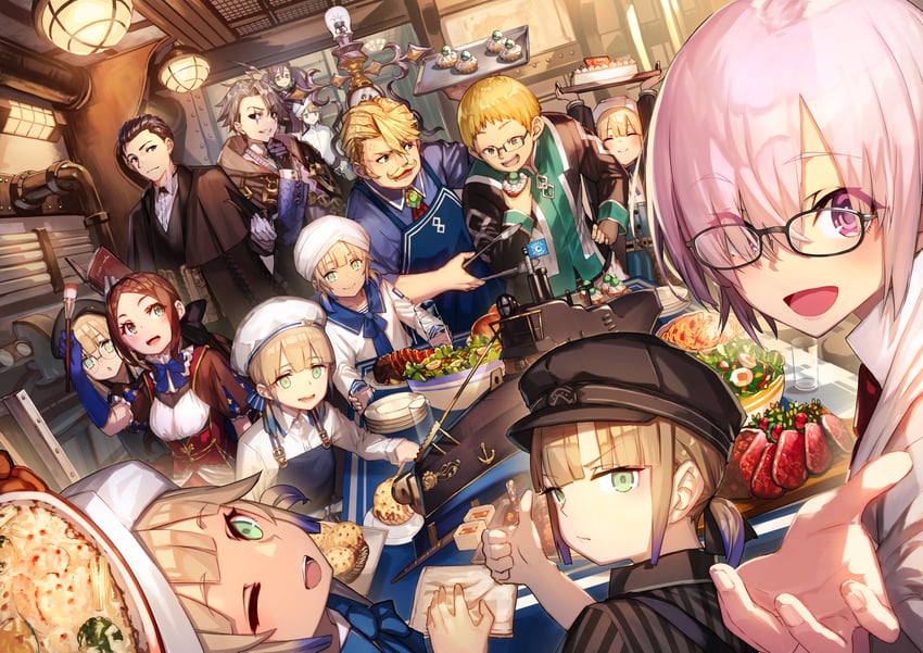mash kyrielight, leonardo da vinci, sion eltnam, nemo, captain nemo, and 10 more (fate and 1 more) drawn by nakanishi_tatsuya