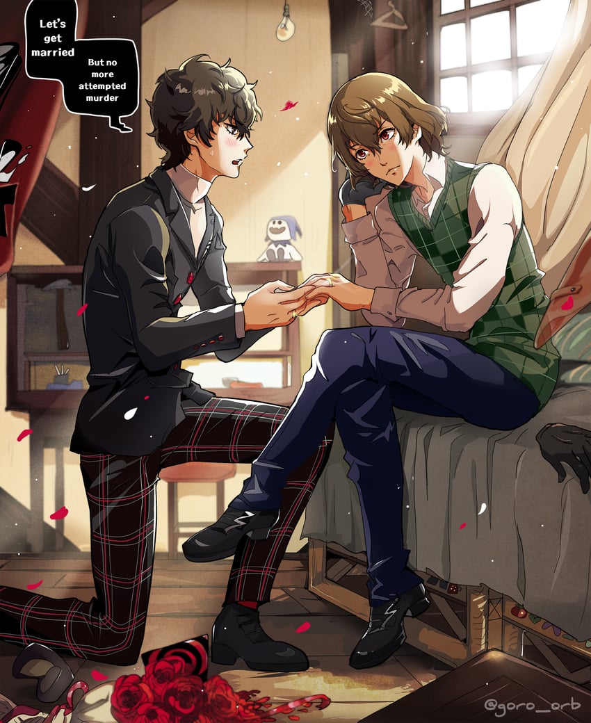 amamiya ren, akechi gorou, and jack frost (persona and 2 more) drawn by goro_orb