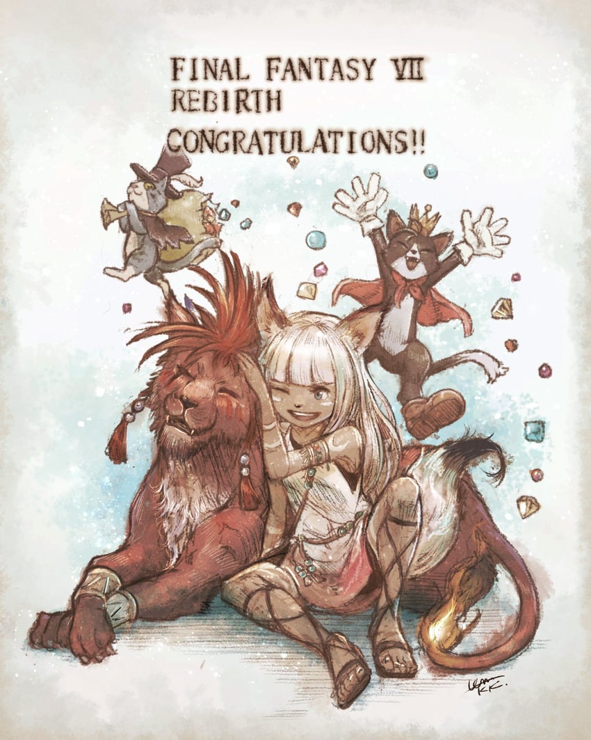 red xiii, cait sith, ochette, and cait (final fantasy and 5 more)