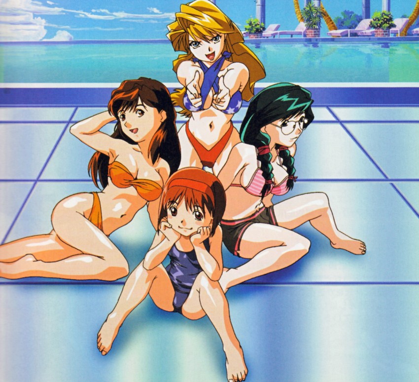 christine garland, kurihara mari, kayama tamami, and kinomiya yukari (super real mahjong) drawn by tanaka_ryou