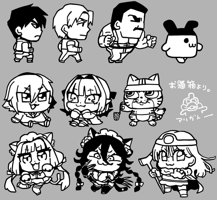 makaino ririmu, sage, uzuki kou, poi, perrault, and 6 more (original and 7 more) drawn by bkub