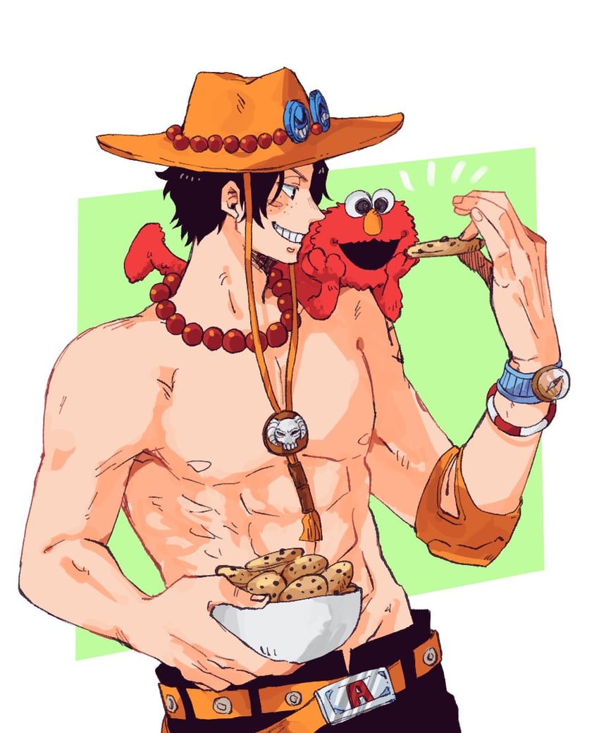 portgas d. ace and elmo (one piece and 1 more) drawn by 1006