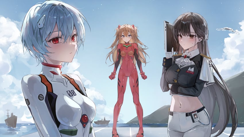 souryuu asuka langley, ayanami rei, and marciana (neon genesis evangelion and 1 more) drawn by ekina_(1217)