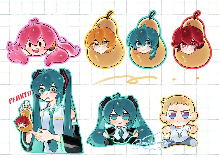 hatsune miku, megurine luka, kasane teto, akita neru, takoluka, and 2 more (vocaloid and 3 more) drawn by reisame