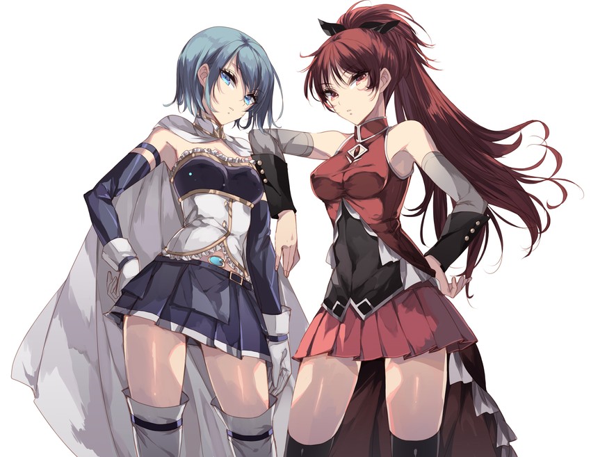 miki sayaka and sakura kyoko (mahou shoujo madoka magica) drawn by misteor
