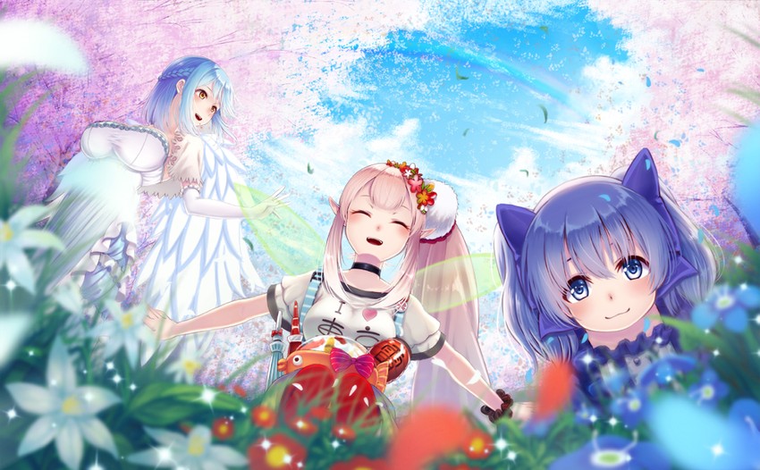 yuuki chihiro, elu, and moira (nijisanji) drawn by koko_(koko3)