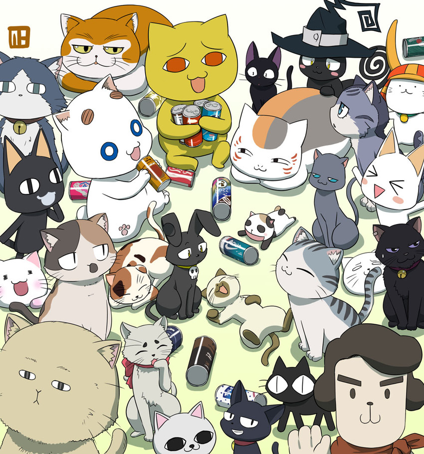 jiji, aria pokoteng, president maa, nyanko-sensei, shamisen, and 18 more (suzumiya haruhi no yuuutsu and 17 more) drawn by nagian