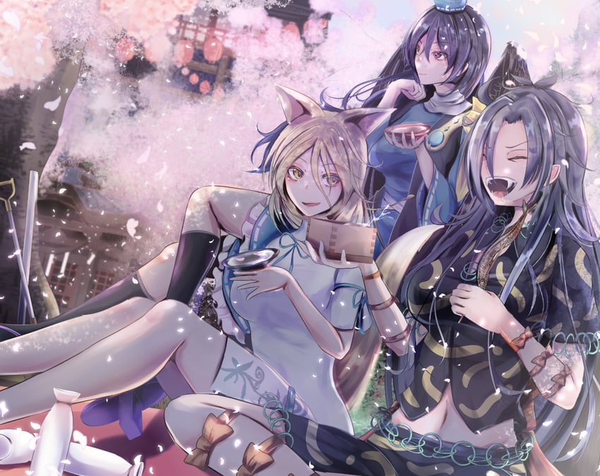 kudamaki tsukasa, iizunamaru megumu, and himemushi momoyo (touhou) drawn by niradama_(nira2ratama)