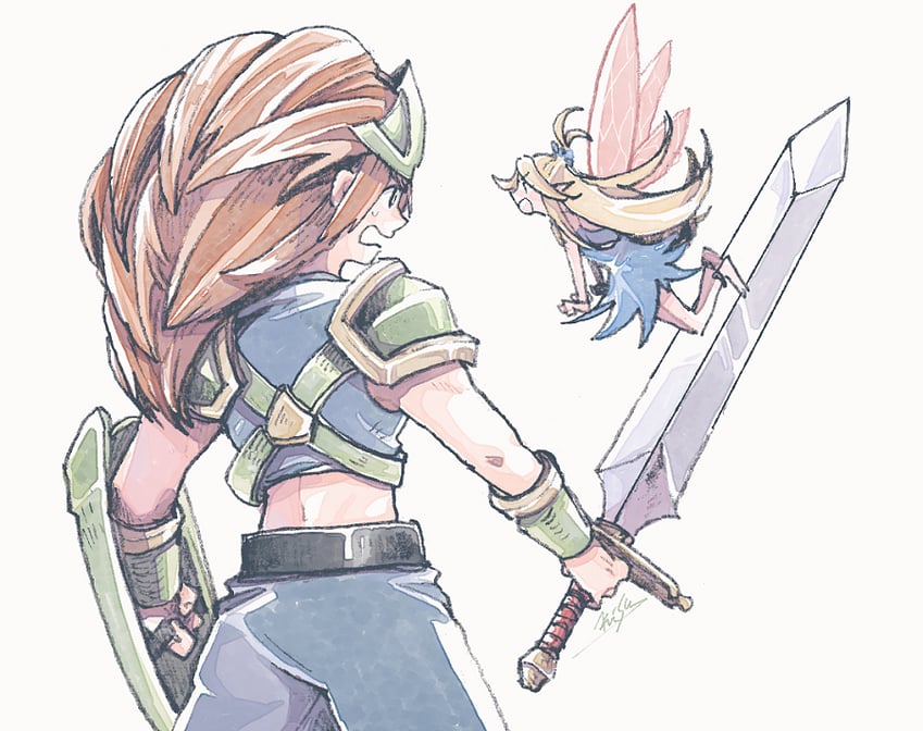 duran and faerie (seiken densetsu and 1 more) drawn by michibata_65