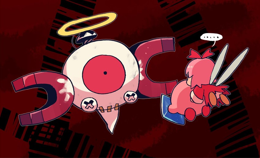 kirby, magnemite, ribbon, and zero two (pokemon and 2 more) drawn by rariatto_(ganguri)