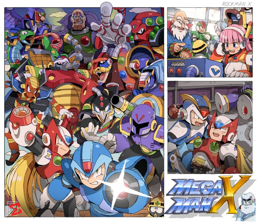 zero, x, met, dr. light, sigma, and 12 more (mega man and 2 more) drawn by bendedede