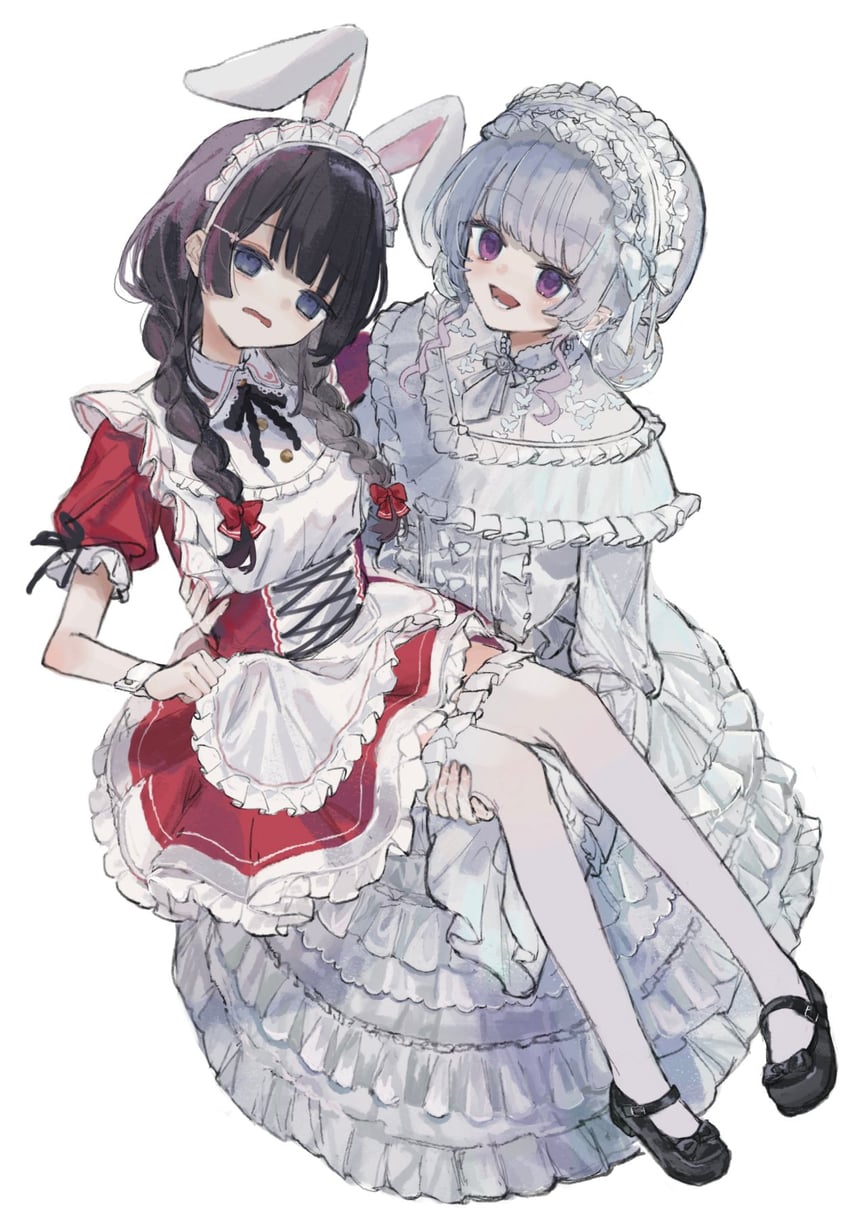 tsukino mito and higuchi kaede (nijisanji) drawn by chimoshi_(hitsuji_tonakai)
