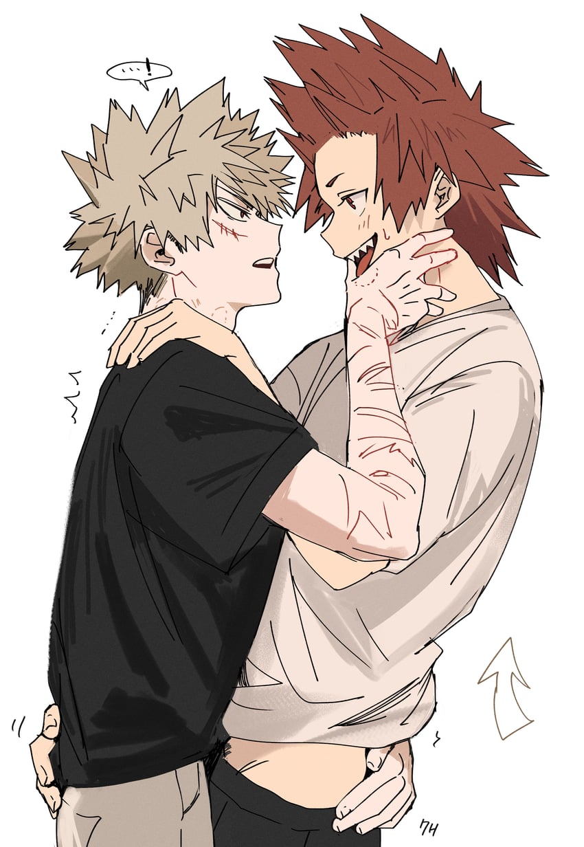 bakugou katsuki and kirishima eijiro (boku no hero academia) drawn by depisx