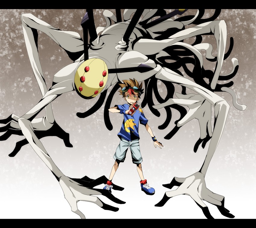 akashi tagiru and quartzmon (digimon and 1 more) drawn by daizu_(npl)