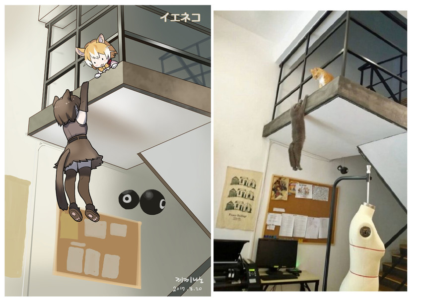 black cellien and cat (original and 2 more) drawn by roonhee