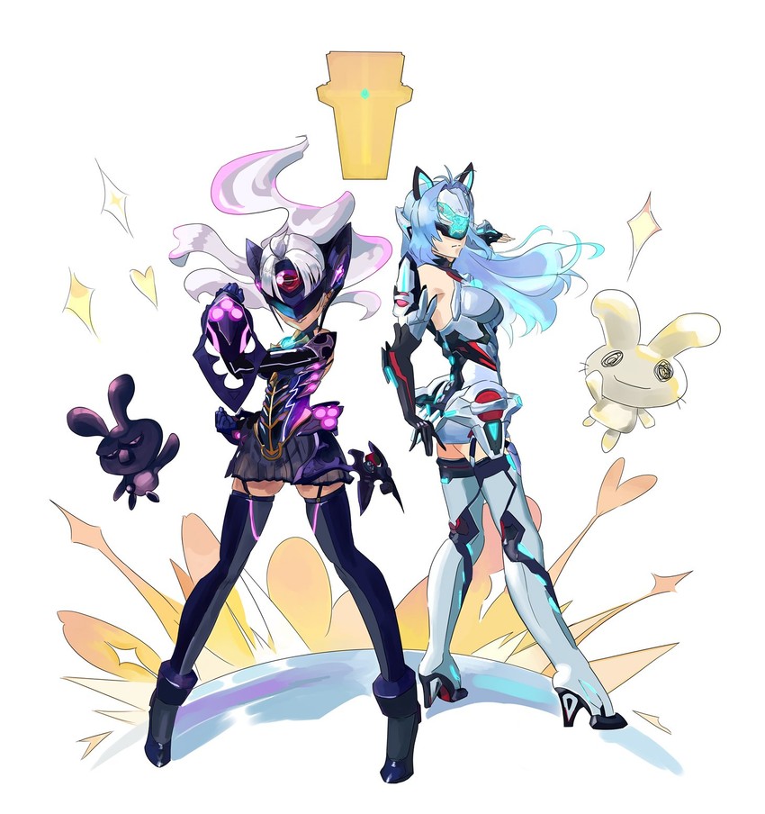 kos-mos, t-elos, kos-mos re:, and t-elos re: (xenoblade chronicles and 3 more) drawn by chouhou_kyokuin
