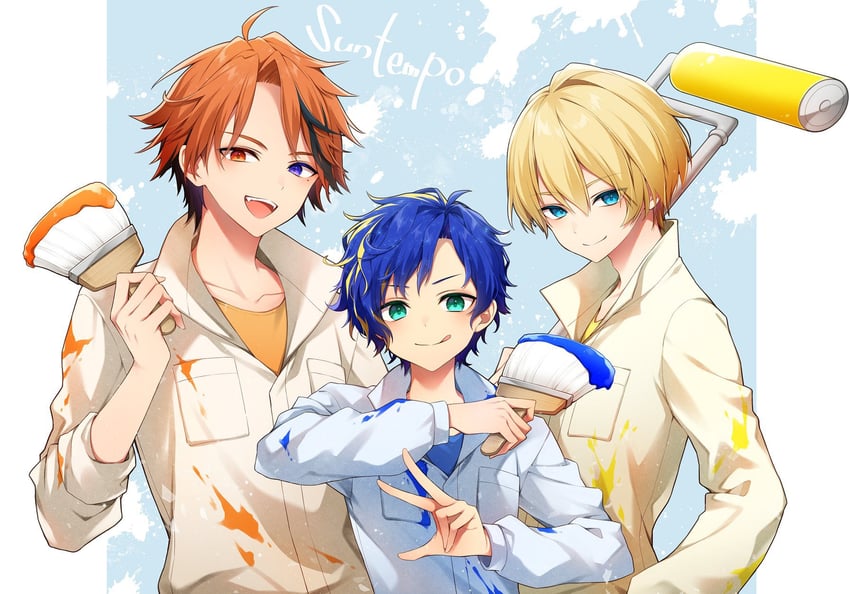 astel leda, yukoku roberu, and kishido temma (holostars) drawn by nekonoyuto