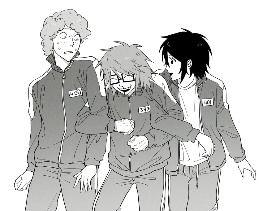 randal ivory, tsukada satoru, and sebastian de tomato smith chicken legs (randal's friends and 1 more) drawn by 97ttwwaazz