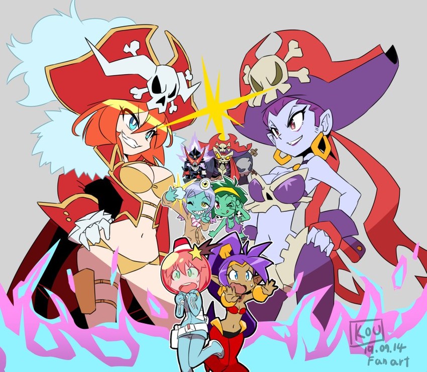 shantae, rottytops, risky boots, luluco, midori, and 3 more (shantae and 4 more) drawn by yabe_makoto