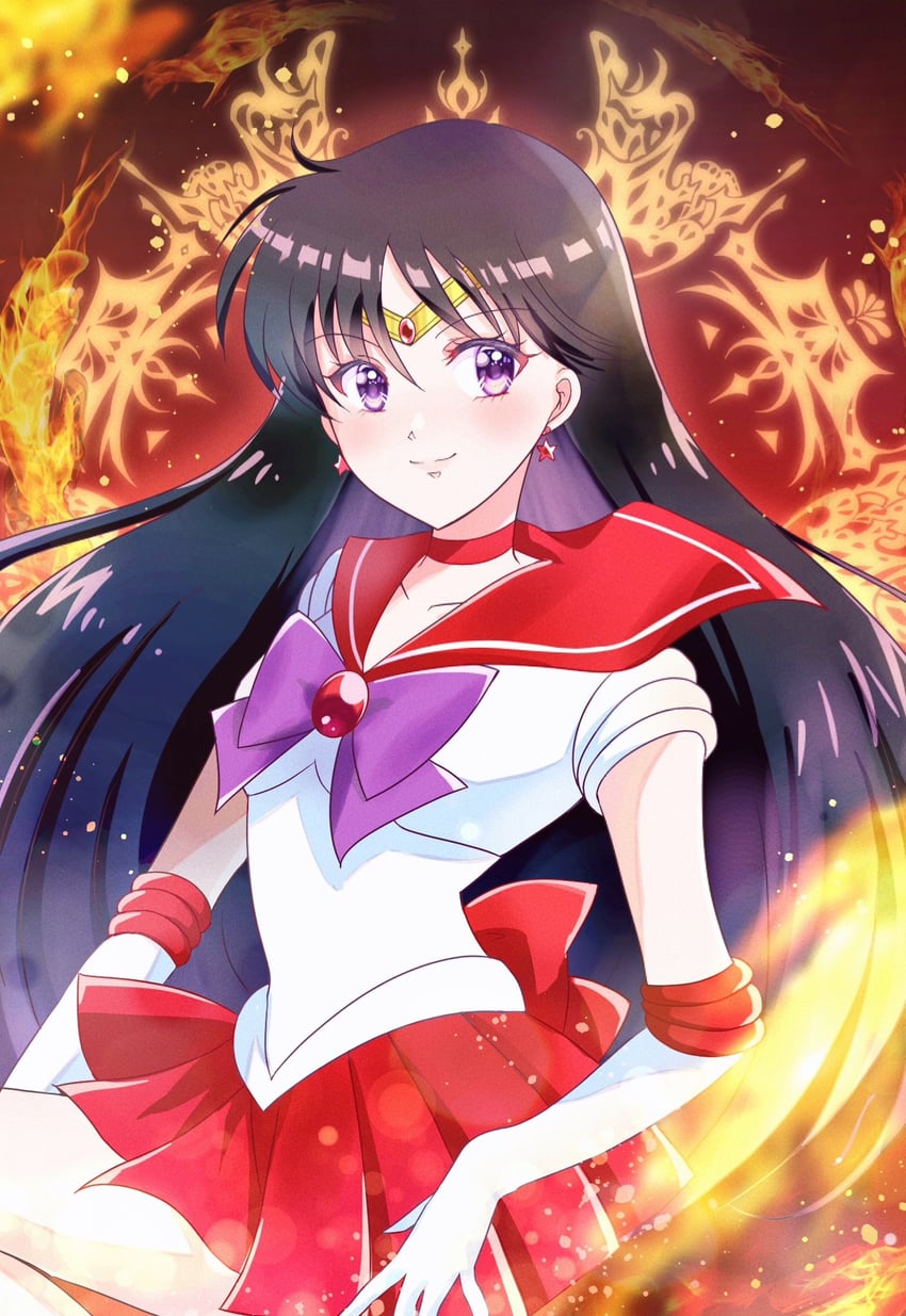 hino rei and sailor mars (bishoujo senshi sailor moon) drawn by shiiba_itsuki