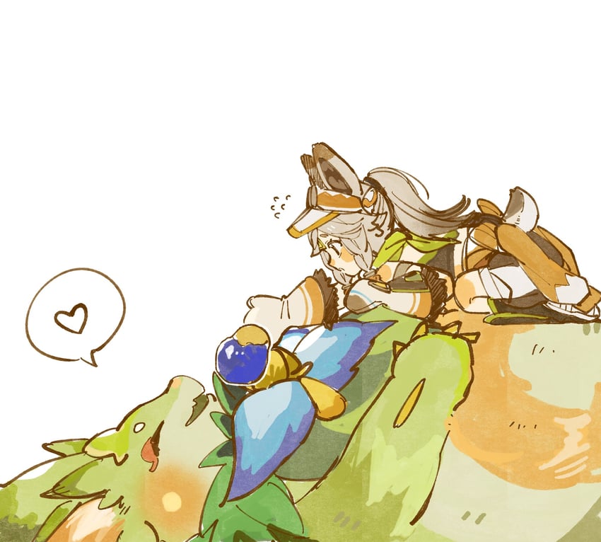 kachina, yumkasaurus, and kongamato (genshin impact) drawn by nanase_(nanataroo_7)