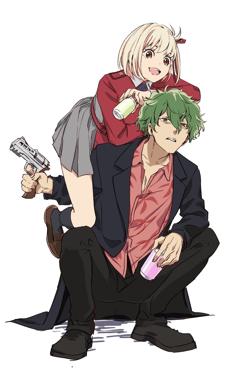 nishikigi chisato and majima (lycoris recoil) drawn by hana_(paku_splosion)