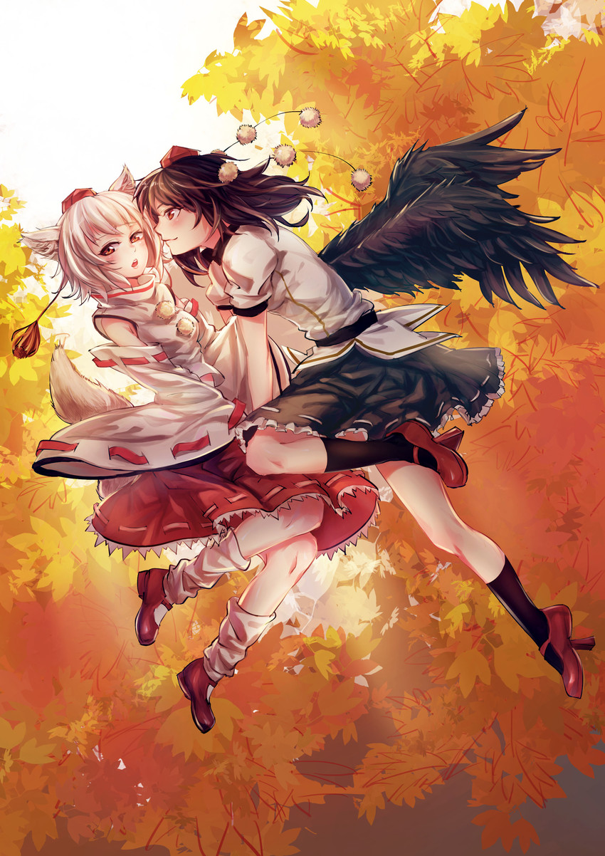 shameimaru aya and inubashiri momiji (touhou) drawn by pg_(pgouwoderen)