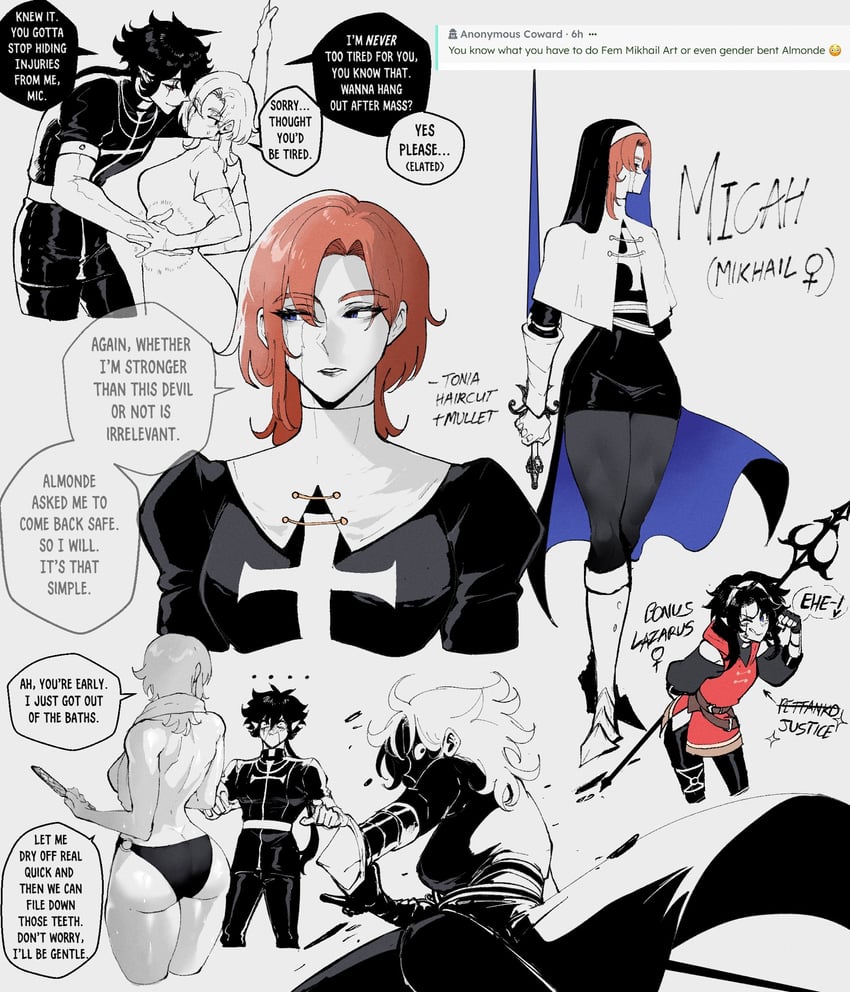 sister almonde, mikhail, and lazarus (original and 1 more) drawn by nyantcha