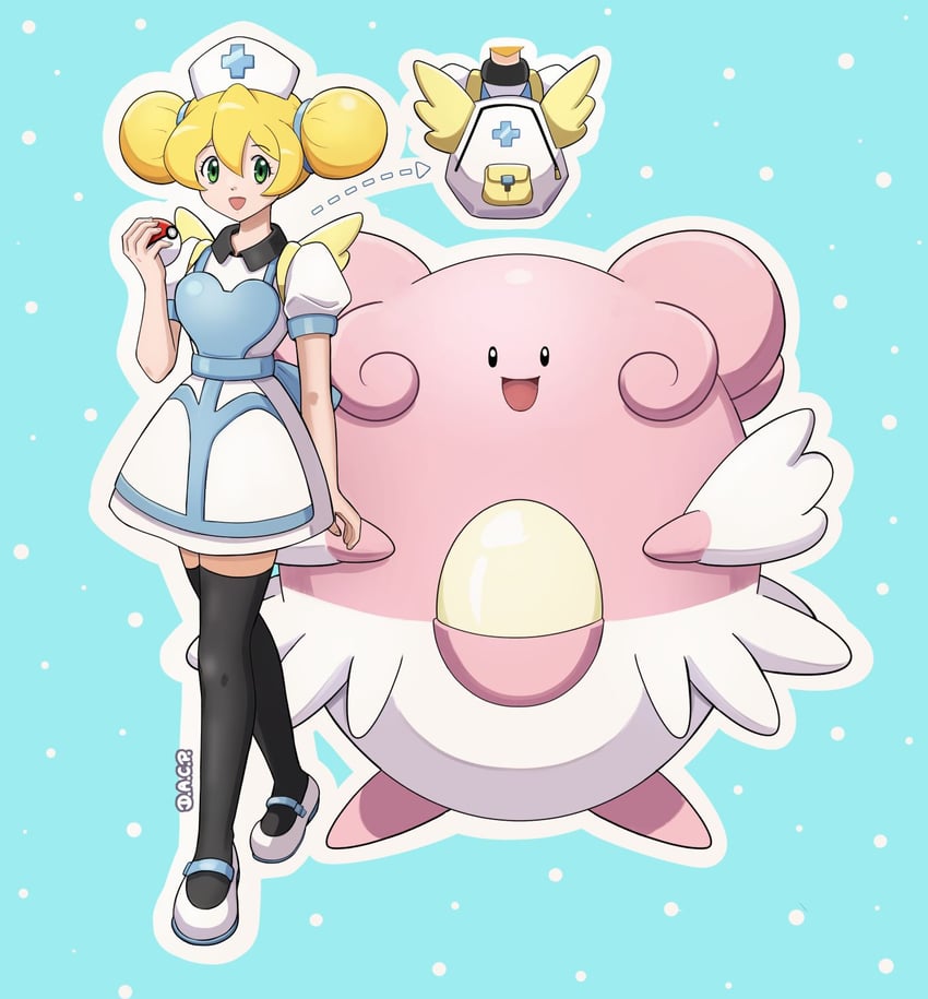 blissey and cinnamon (pokemon and 3 more) drawn by deniacp