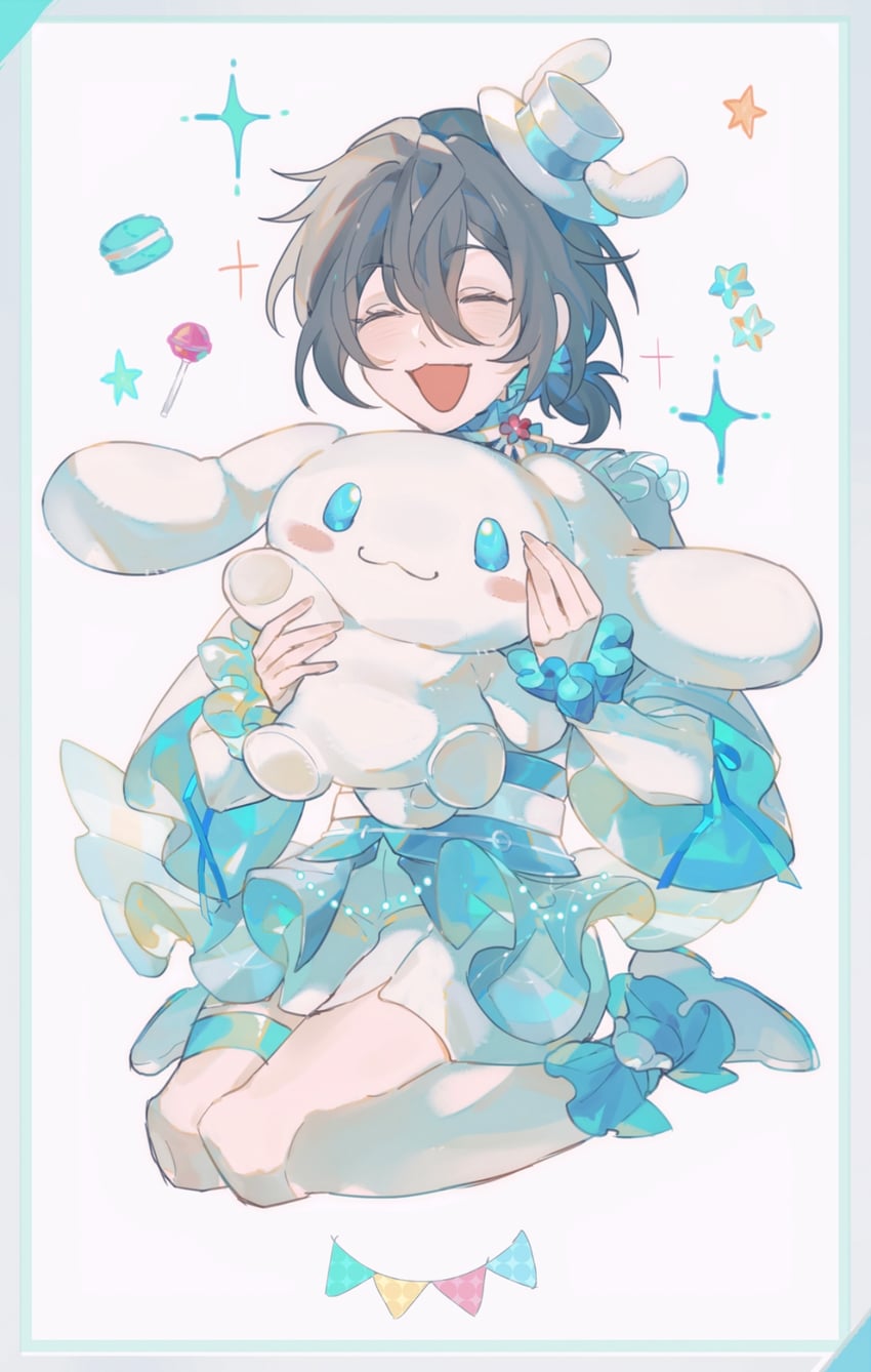 cinnamoroll and shiina niki (ensemble stars! and 2 more) drawn by tie_fei_wu_mang_dashuai