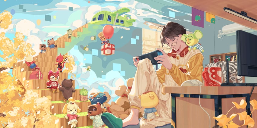 isabelle, tom nook, timmy, tommy, celeste, and 5 more (original and 1 more) drawn by jiyun0805