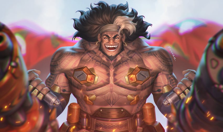 mauga (overwatch and 1 more) drawn by tee_fuyuan